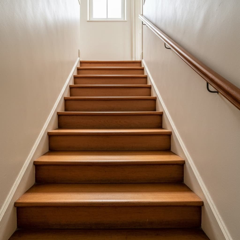 Escalier intérieur maison française difficile d'accès pour senior